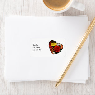 Colourful Jagged Edge Flower Heart Custom Label