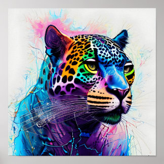 colourful jaguar art poster