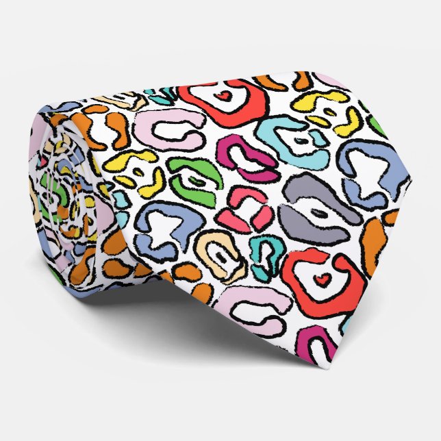 Colourful Jaguar Skin Background Tie (Rolled)