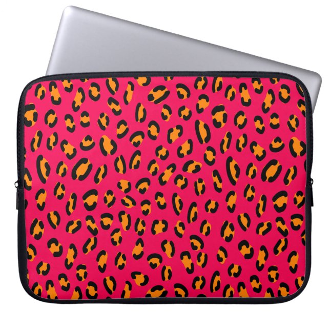 Colourful jaguar skin seamless pattern, animal art laptop sleeve (Front)