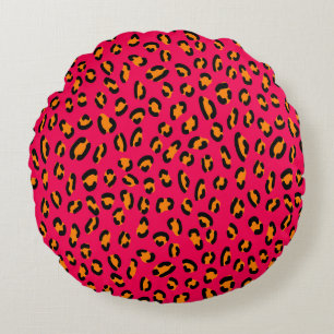 Colourful jaguar skin seamless pattern, animal art round pillow