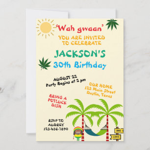 Colourful Jamaican Adult Birthday Invitation