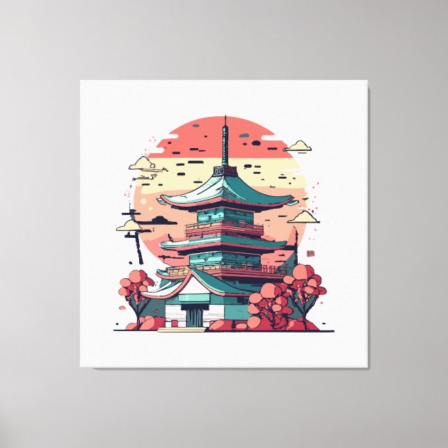 Colourful Japan Building Art Canvas Print (Front)