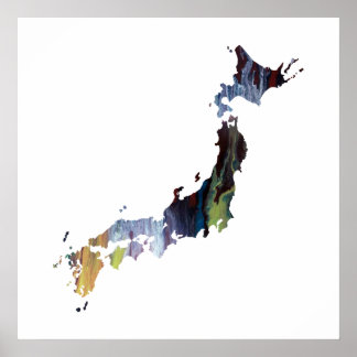 colourful japan silhouette poster
