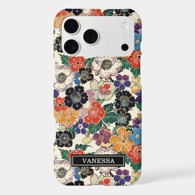 Colourful Japanese Flowers Monogrammed (Back)