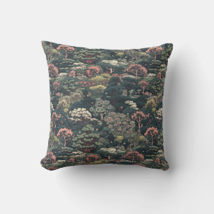 Colourful Japanese Forest Throw Pillow