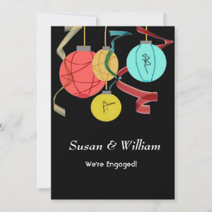 Colourful Japanese Lantern Engagement Invitation