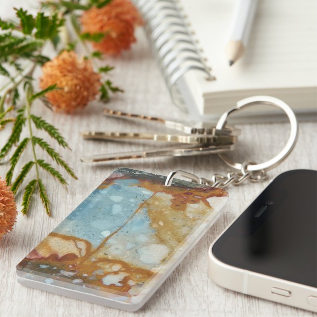 Colourful Jasper Stone Pattern Keychain (Front Right)