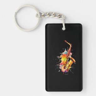 Colourful Jazz Saxophone Player Keychain