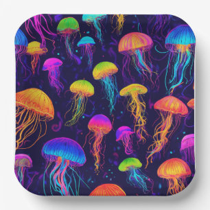 Colourful jelly fish paper plate
