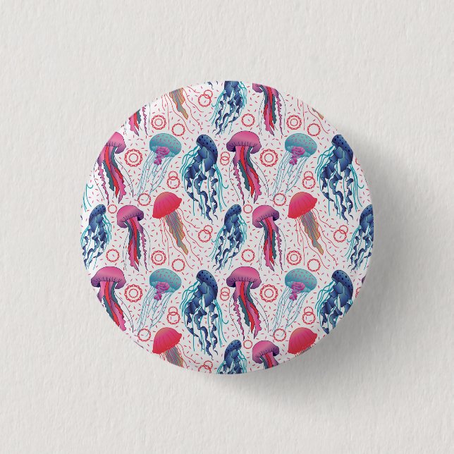 Colourful Jelly fishes 1 Inch Round Button (Front)