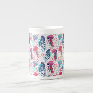 Colourful Jelly fishes Bone China Mug
