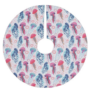 Colourful Jelly fishes Brushed Polyester Tree Skirt