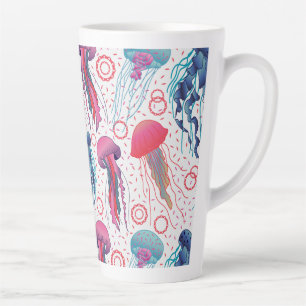Colourful Jelly fishes Latte Mug