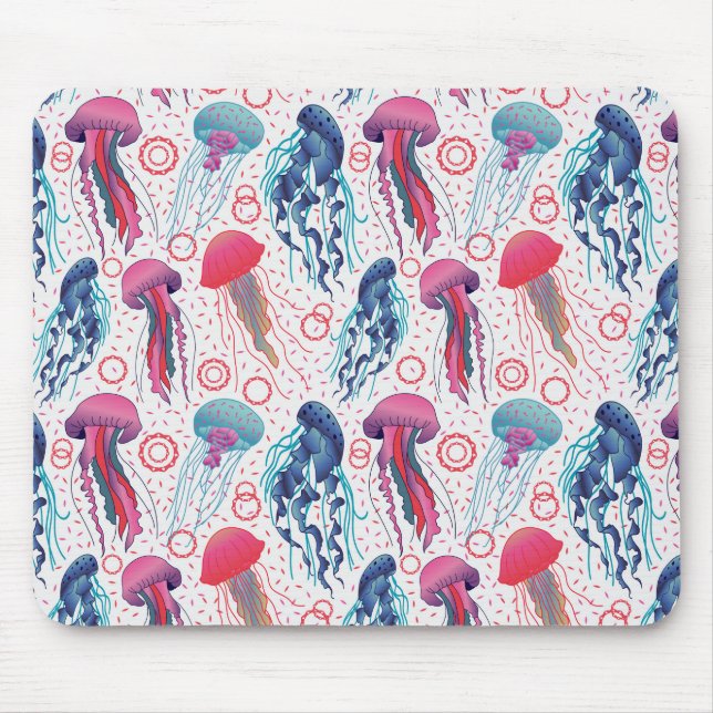 Colourful Jelly fishes Mouse Pad (Front)