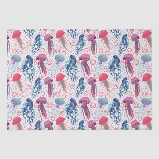 Colourful Jelly fishes Tissue Paper (Front)