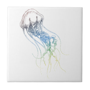 colourful jellyfish drawing tile