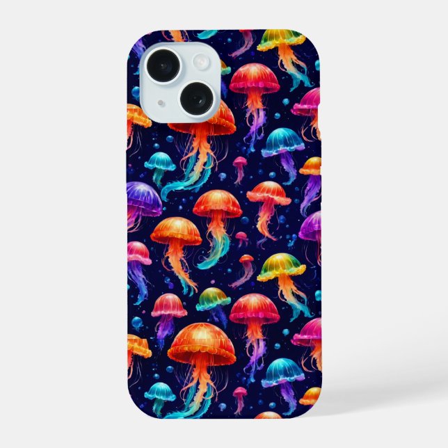 Colourful Jellyfish  iPhone 15 Case (Back)