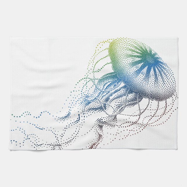 colourful jellyfish kitchen towel (Horizontal)