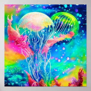 Colourful Jellyfish Poster