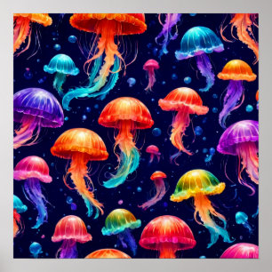 Colourful Jellyfish Poster