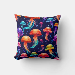 Colourful Jellyfish Throw Pillow