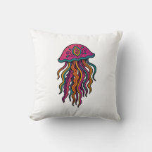 Colourful Jellyfish Throw Pillow
