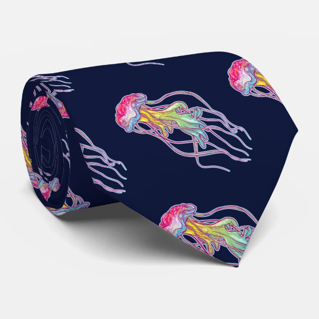 Colourful Jellyfish Tie (Rolled)