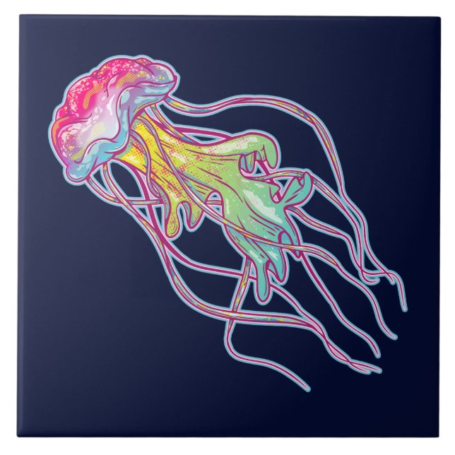 Colourful Jellyfish Tile (Front)