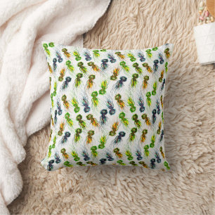 Colourful jellyfish watercolor ocean throw pillow