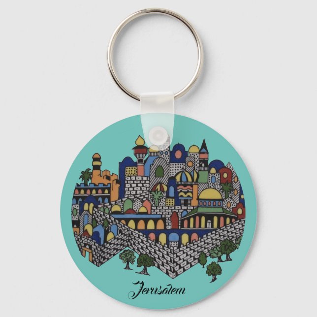 Colourful Jerusalem Keychain (Front)