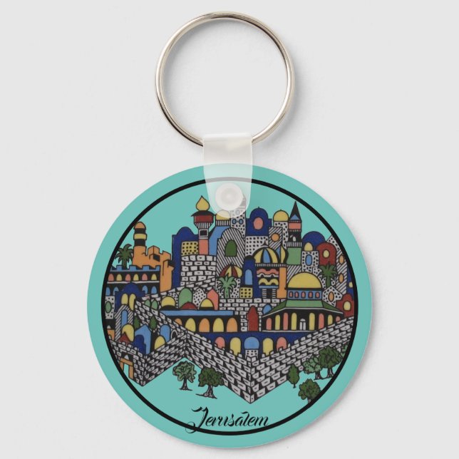 Colourful Jerusalem Keychain (Front)