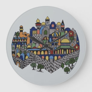 Colourful Jerusalem Large Clock