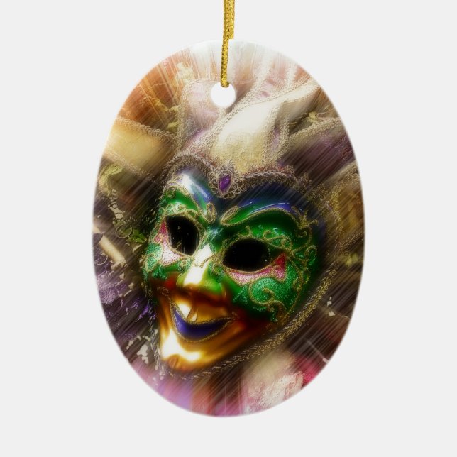 Colourful Jester Ceramic Ornament (Front)