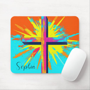 Colourful Jesus Cross Jesus Illustration Custom Mouse Pad
