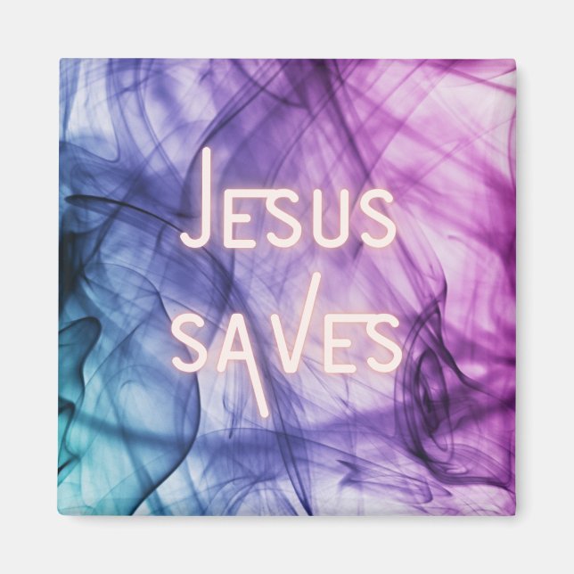 Colourful Jesus Saves Magnet (Front)