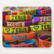 Colourful Jesus Wristbands Mousepad
