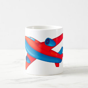 Colourful Jet Airplane Red and Blue Plane Coffee Mug