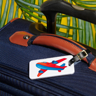 Colourful Jet Airplane Red and Blue Plane Luggage Tag