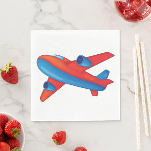 Colourful Jet Airplane Red and Blue Plane Napkin