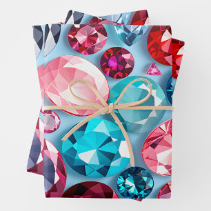 Colourful Jewel Art Wrapping Paper Sheets
