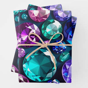 Colourful Jewel Art Wrapping Paper Sheets