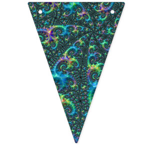 Colourful Jewel Tone Fractal Spiral Abstract Art Bunting Flags