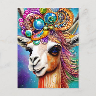 Colourful Jewelled Llama Postcard