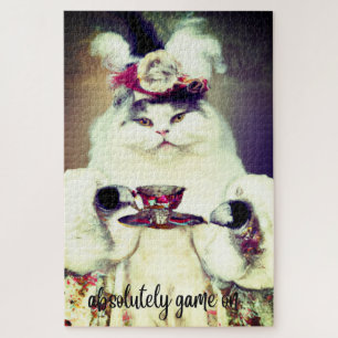 colourful jigsaw puzzel with cat&cup of tea jigsaw puzzle