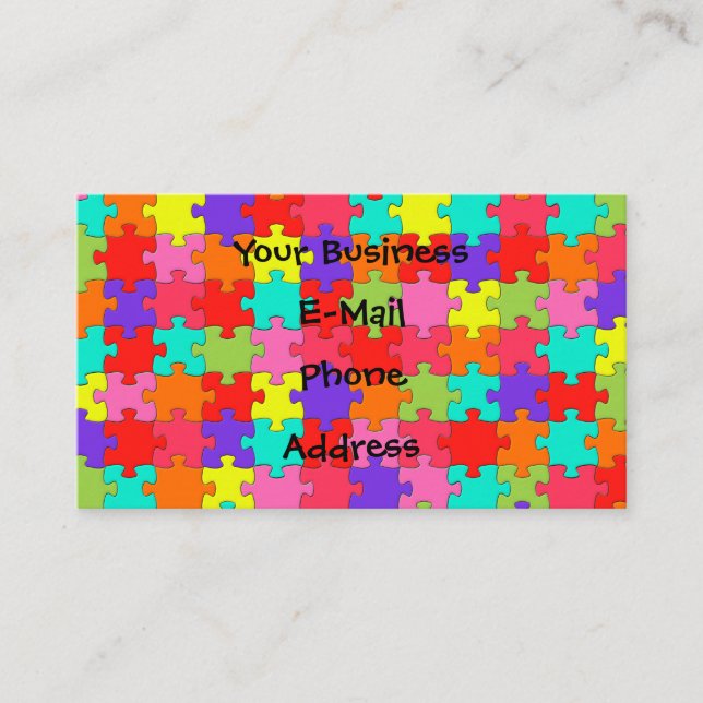 Colourful Jigsaw Puzzle Pattern Business Card (Front)