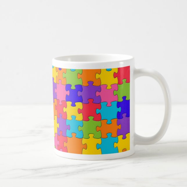 Colourful Jigsaw Puzzle Pattern Coffee Mug (Right)