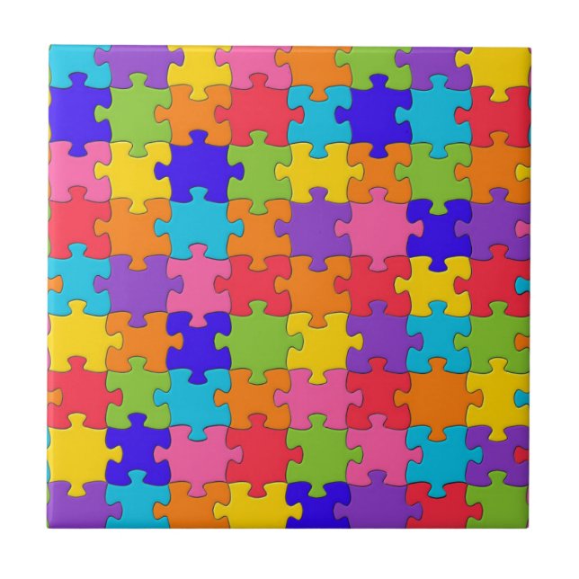 Colourful Jigsaw Puzzle Pattern Tile (Front)