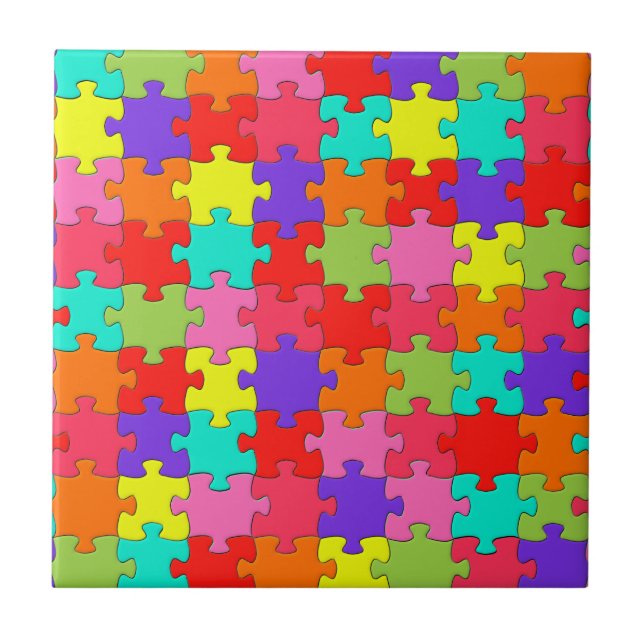 Colourful Jigsaw Puzzle Pattern Tile (Front)
