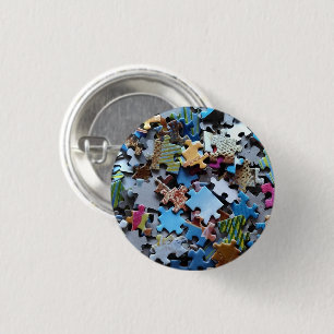 Colourful Jigsaw Puzzle Pieces 2 1 Inch Round Button
